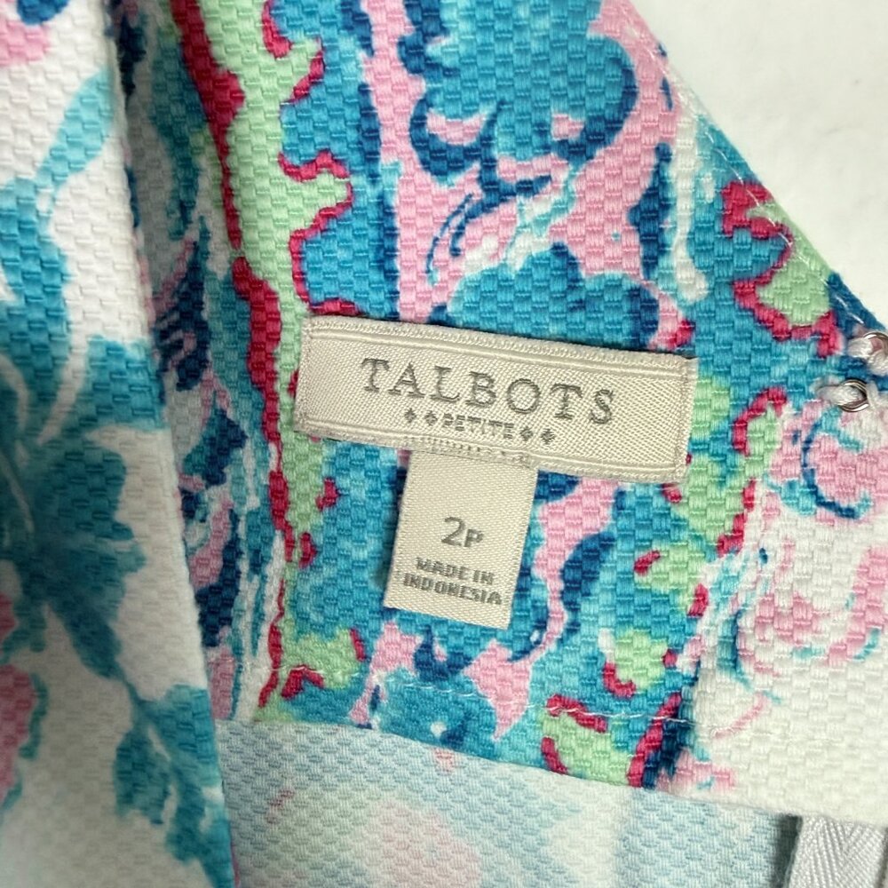 Talbots Petite Fresco Paisley Sheath Dress Sleeveless Blue Size 2P 2 Petite EUC - Picture 5 of 10